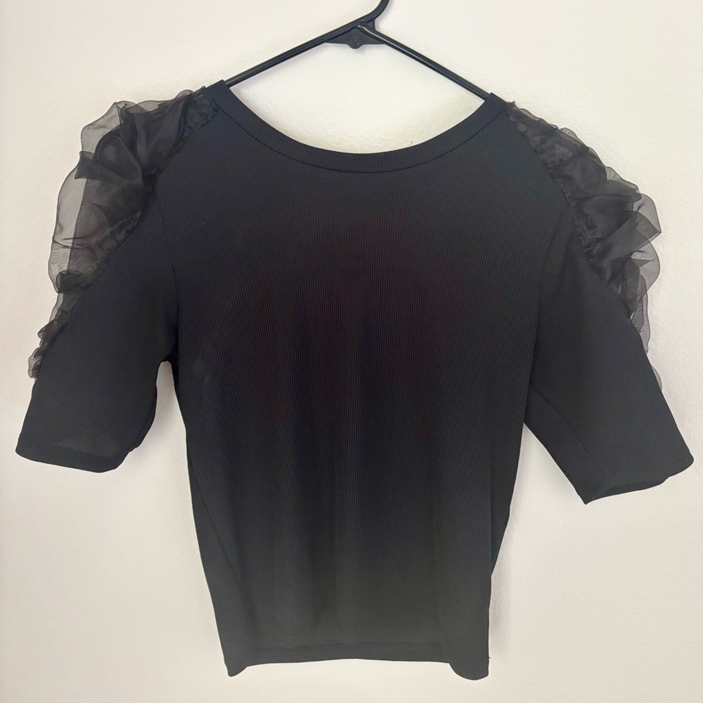 Zara Black Ruffle Sleeve Top
